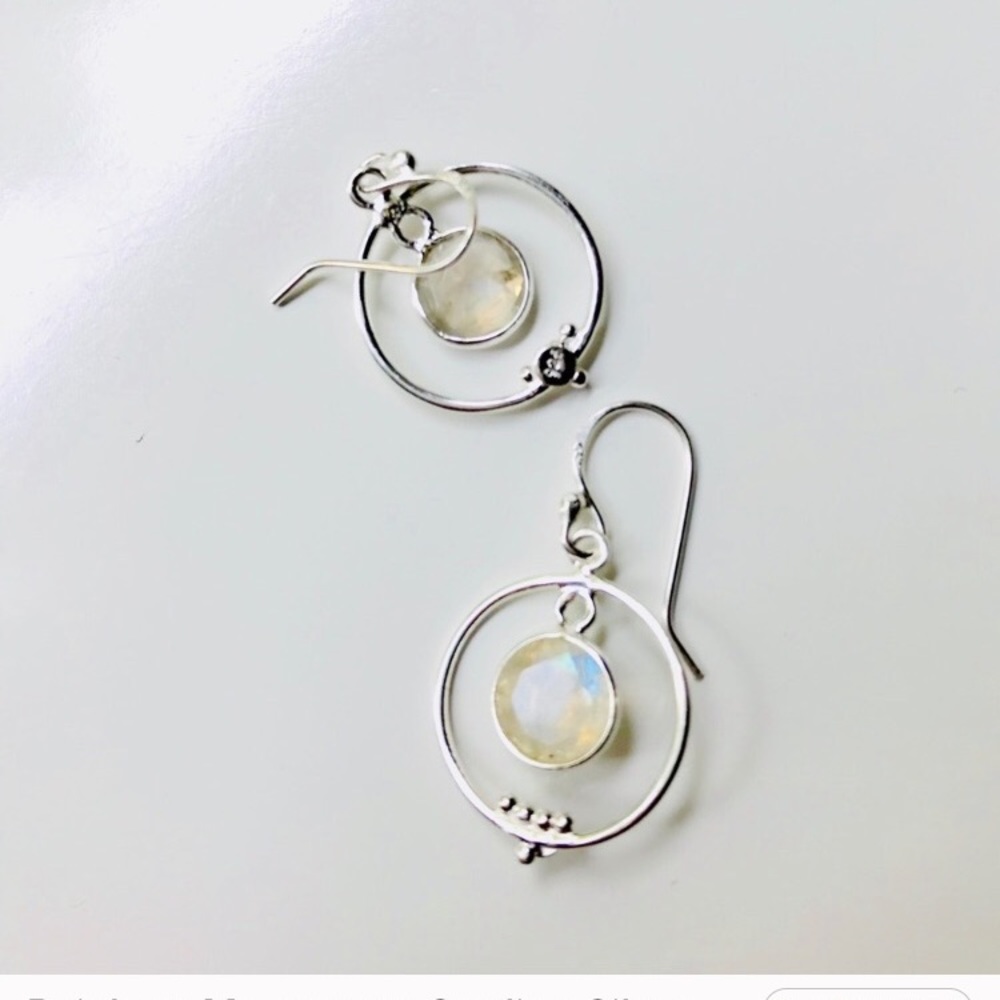 🌟SOLD OUT**NWT: Sterling Silver Moonstone Hoops